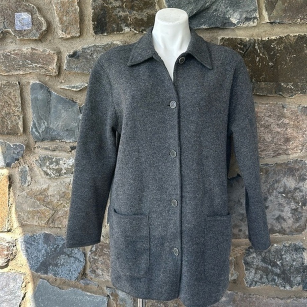 J Crew Lamb's wool Donegal Button Long Cardigan Sweater in Dark Gray Size Small